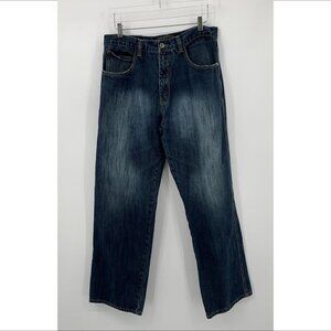 DELF wide leg baggy vintage denim jeans fading skater Y2K blue cotton men 34